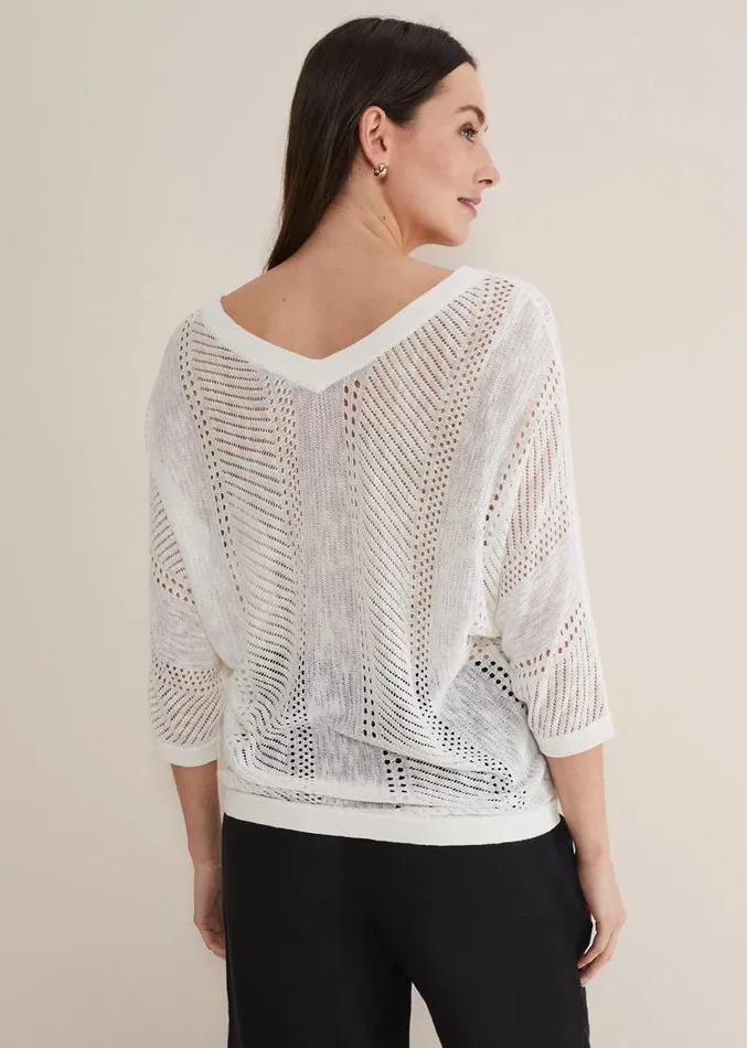 Vera Pointelle Stitch Jumper Ivory Women Phase Eight Knitwear