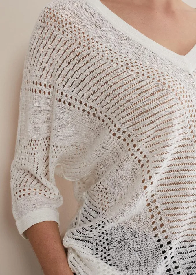 Vera Pointelle Stitch Jumper Ivory Women Phase Eight Knitwear