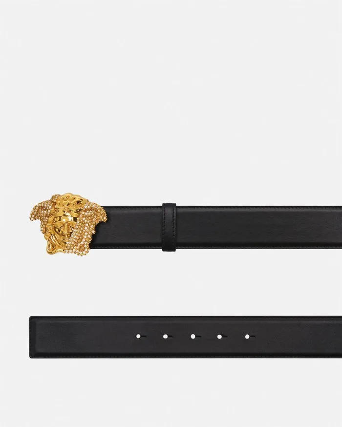 Versace Belts La Medusa Crystal Leather Belt 4 Cm Black 8211 Men Versace Belts La Medusa Crystal Leather Belt 4 Cm Black 8211 Men
