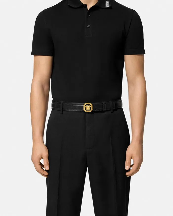 Versace Belts La Medusa Leather Belt 35 Cm Blackgold 8211 Men Versace Belts La Medusa Leather Belt 35 Cm Blackgold 8211 Men
