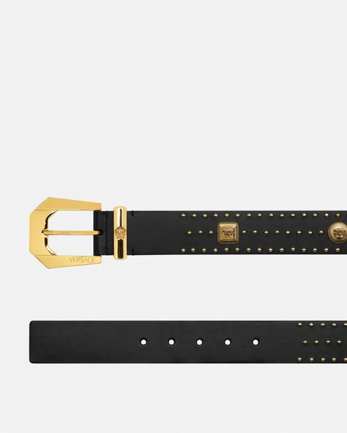 Versace Belts Medusa Heritage Studded Leather Belt 4 Cm Blackgold 8211 Men Versace Belts Medusa Heritage Studded Leather Belt 4 Cm Blackgold 8211 Men