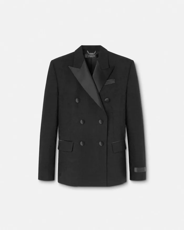 Versace Blazer and Jackets Barocco Jacquard Slim Masculine Blazer Black 8211 Women