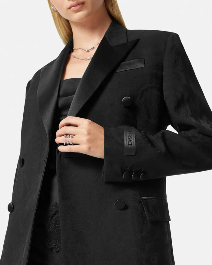 Versace Blazer and Jackets Barocco Jacquard Slim Masculine Blazer Black 8211 Women Versace Blazer and Jackets Barocco Jacquard Slim Masculine Blazer Black 8211 Women