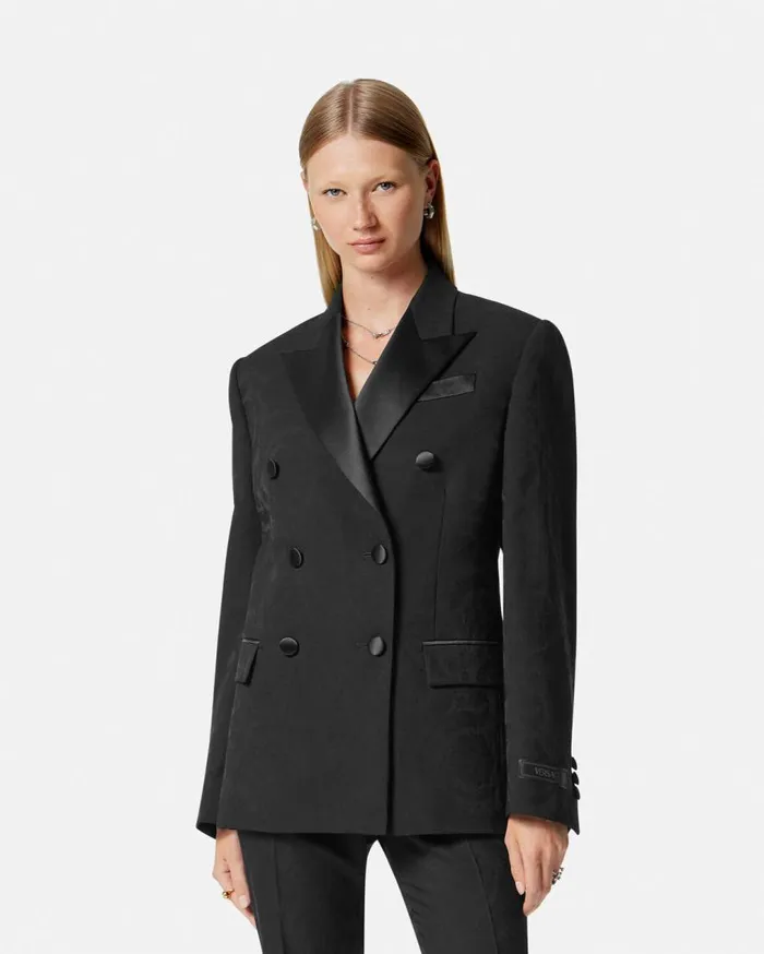 Versace Blazer and Jackets Barocco Jacquard Slim Masculine Blazer Black 8211 Women Versace Blazer and Jackets Barocco Jacquard Slim Masculine Blazer Black 8211 Women
