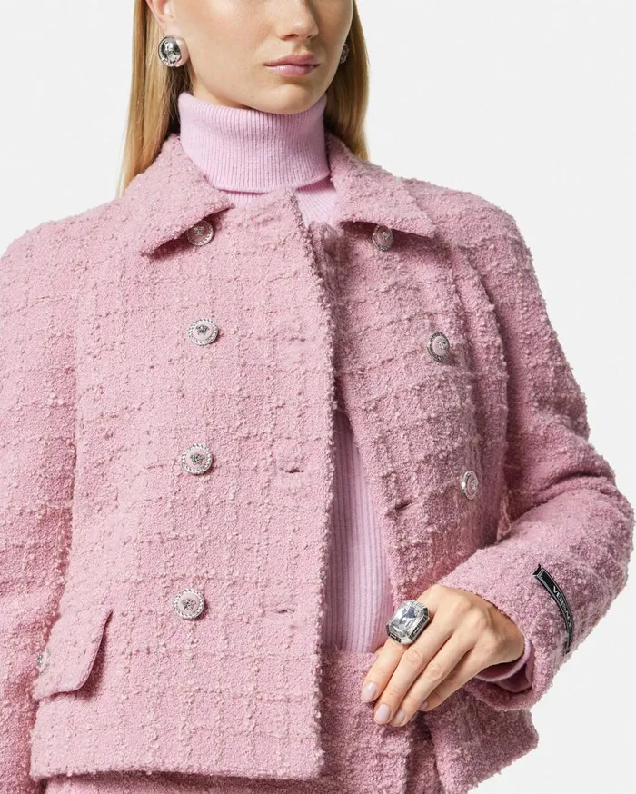 Versace Blazer and Jackets Heritage Tweed Raglan Jacket Light Pink 8211 Women Versace Blazer and Jackets Heritage Tweed Raglan Jacket Light Pink 8211 Women
