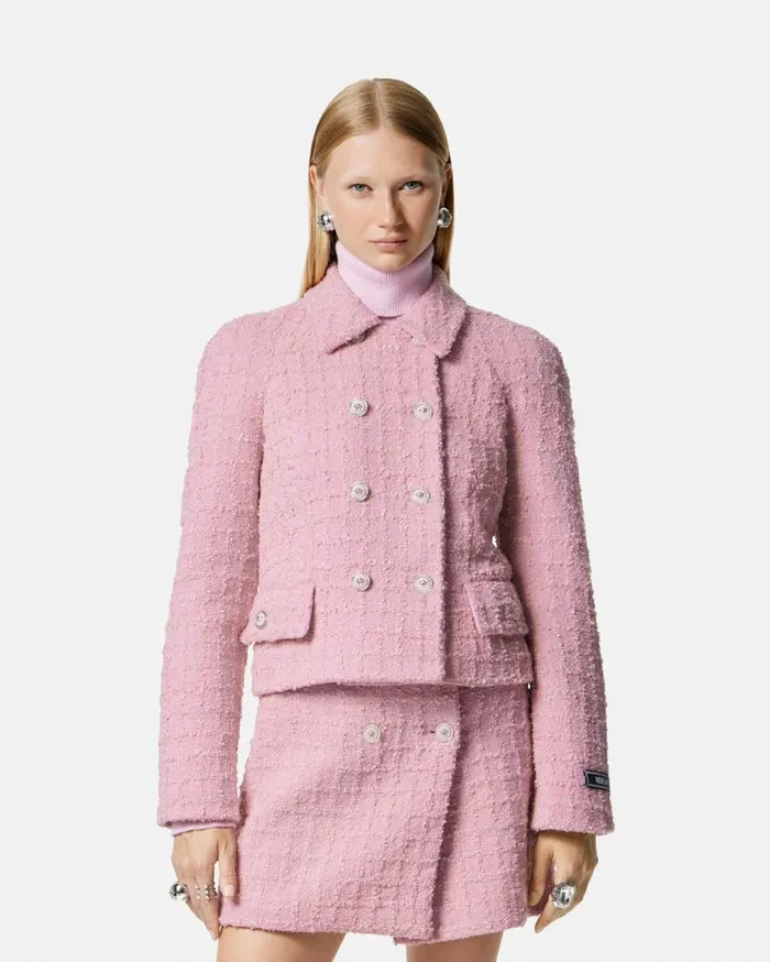 Versace Blazer and Jackets Heritage Tweed Raglan Jacket Light Pink 8211 Women Versace Blazer and Jackets Heritage Tweed Raglan Jacket Light Pink 8211 Women