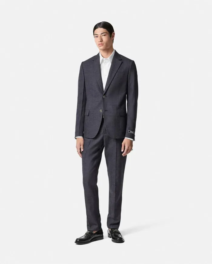 Versace Blazers and Suits Herringbone Wool Formal Pants Gray 8211 Men Versace Blazers and Suits Herringbone Wool Formal Pants Gray 8211 Men