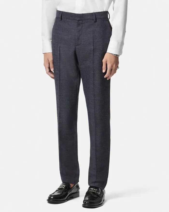 Versace Blazers and Suits Herringbone Wool Formal Pants Gray 8211 Men Versace Blazers and Suits Herringbone Wool Formal Pants Gray 8211 Men