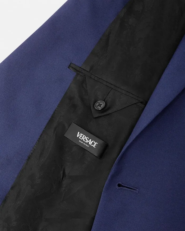 Versace Blazers and Suits WoolCanvas SingleBreasted Blazer Blue 8211 Men Versace Blazers and Suits WoolCanvas SingleBreasted Blazer Blue 8211 Men