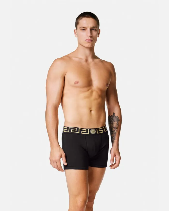 Versace Boxers Greca Border Long Trunks 2Pack Black 8211 Men Versace Boxers Greca Border Long Trunks 2Pack Black 8211 Men