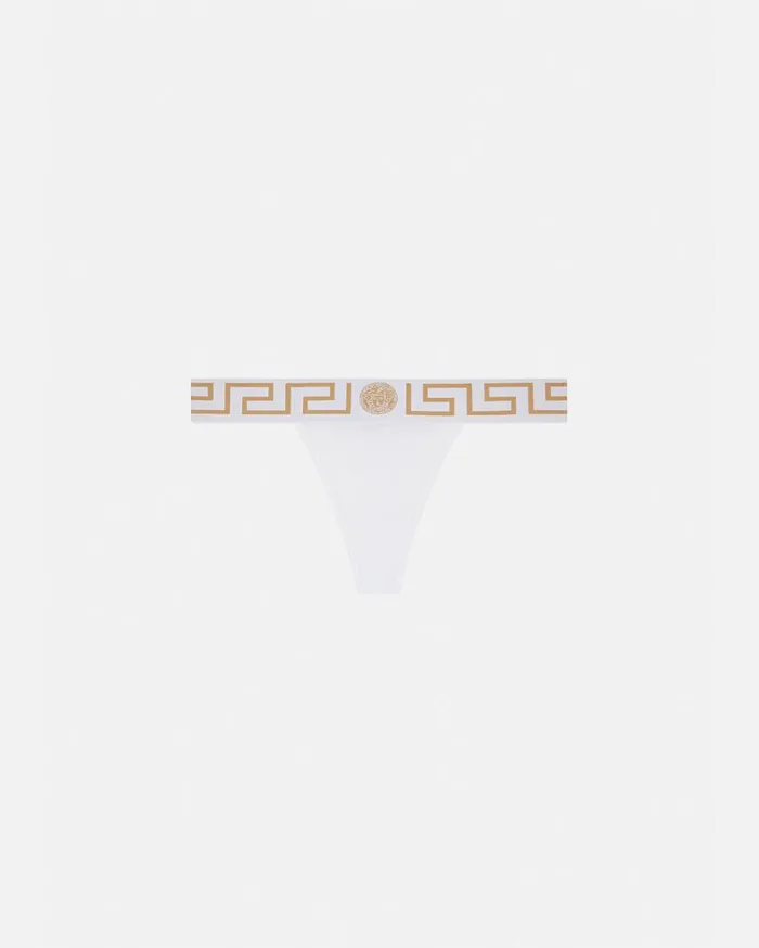 Versace Bras and Briefs Greca Border Thong White 8211 Women