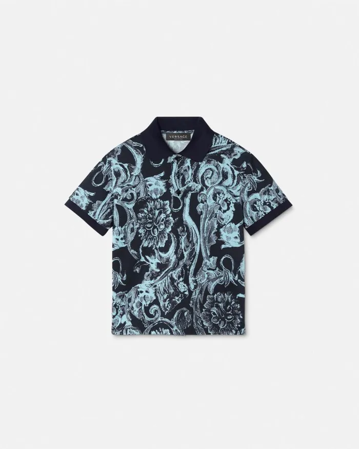 Versace Clothing Barocco Stencil Kids Polo Shirt Blueprint 8211 Children