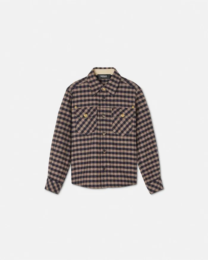 Versace Clothing Checked Flannel Kids Overshirt Brown 8211 Children