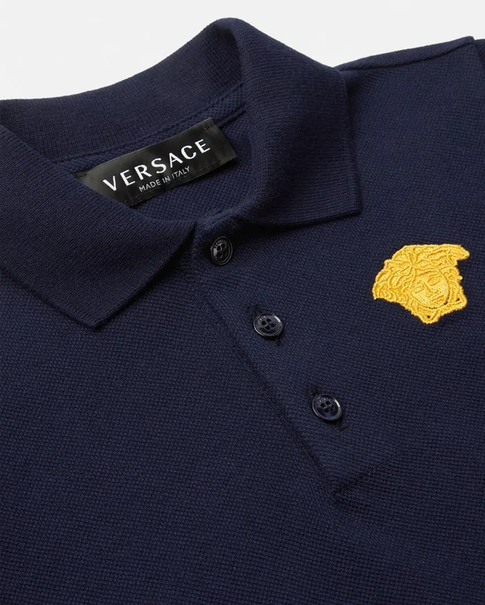 Versace Clothing Medusa Embroidered Baby Polo Shirt Bluegold 8211 Children Versace Clothing Medusa Embroidered Baby Polo Shirt Bluegold 8211 Children