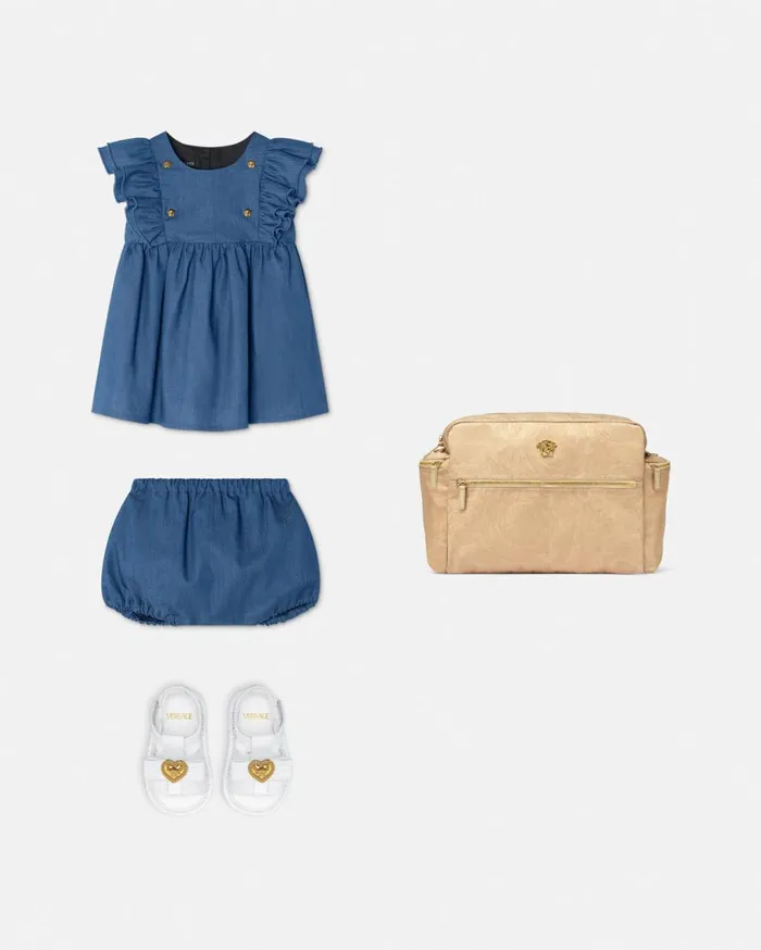 Versace Clothing Ruffled Chambray Baby Dress Set Blue 8211 Children Versace Clothing Ruffled Chambray Baby Dress Set Blue 8211 Children