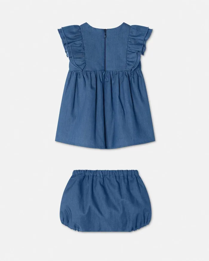 Versace Clothing Ruffled Chambray Baby Dress Set Blue 8211 Children Versace Clothing Ruffled Chambray Baby Dress Set Blue 8211 Children