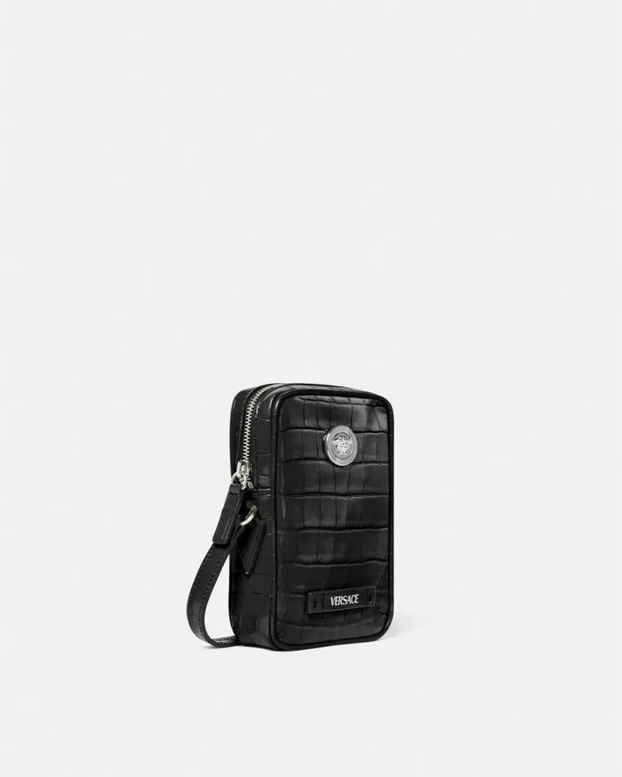 Versace Crossbody and Messengers Medusa Biggie Small Crossbody Bag Blacksilver 8211 Men Versace Crossbody and Messengers Medusa Biggie Small Crossbody Bag Blacksilver 8211 Men