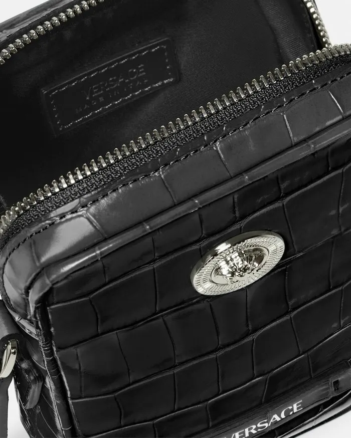 Versace Crossbody and Messengers Medusa Biggie Small Crossbody Bag Blacksilver 8211 Men Versace Crossbody and Messengers Medusa Biggie Small Crossbody Bag Blacksilver 8211 Men