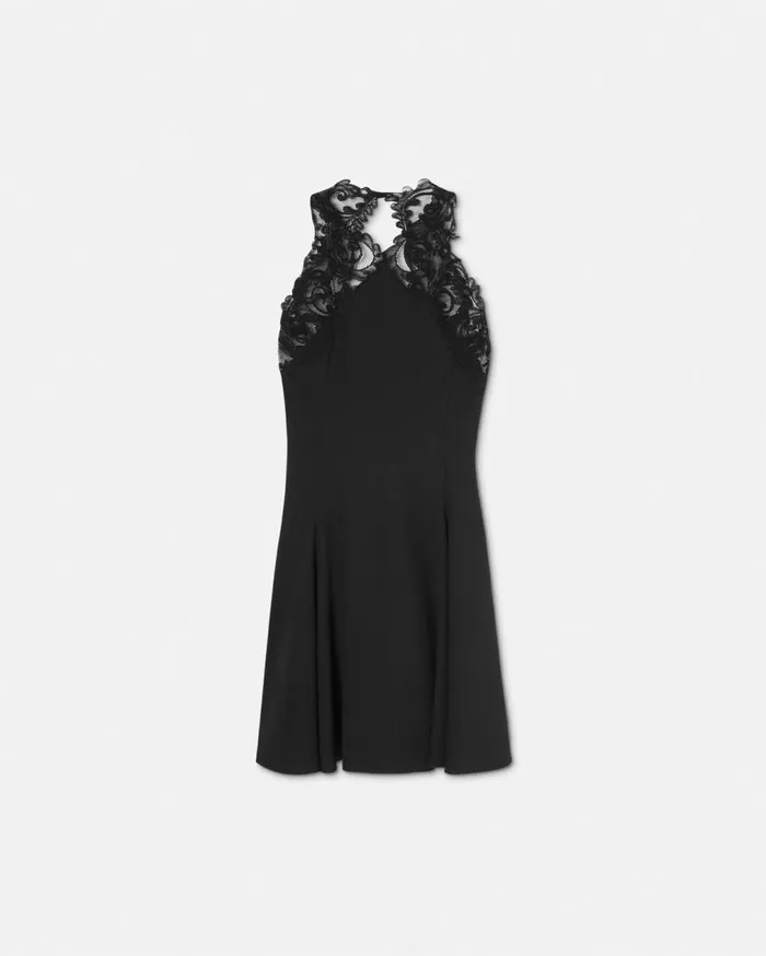 Versace Dresses Barocco Lace Halterneck Mini Dress Black 8211 Women