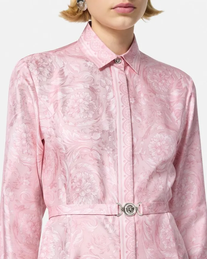Versace Dresses Barocco Silk Midi Shirt Dress Pinkprint 8211 Women Versace Dresses Barocco Silk Midi Shirt Dress Pinkprint 8211 Women