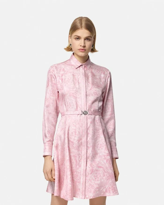 Versace Dresses Barocco Silk Midi Shirt Dress Pinkprint 8211 Women Versace Dresses Barocco Silk Midi Shirt Dress Pinkprint 8211 Women