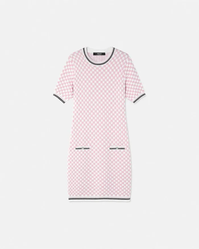 Versace Dresses Contrasto Jacquard Knit Mini Dress Pinkprint 8211 Women
