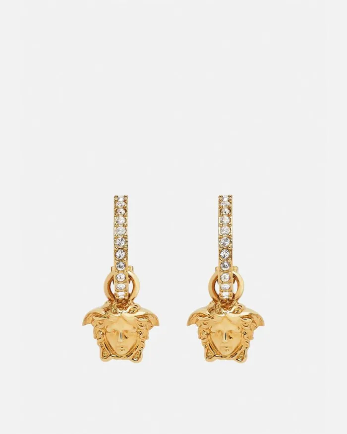 Versace Earrings Crystal La Medusa Hoop Earrings Gold 8211 WomenMen