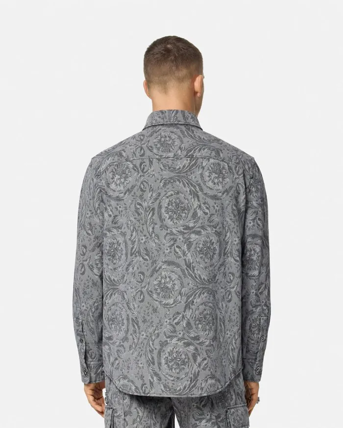 Versace Jackets and Coats Barocco Jacquard Gabardine Overshirt Gray 8211 Men Versace Jackets and Coats Barocco Jacquard Gabardine Overshirt Gray 8211 Men