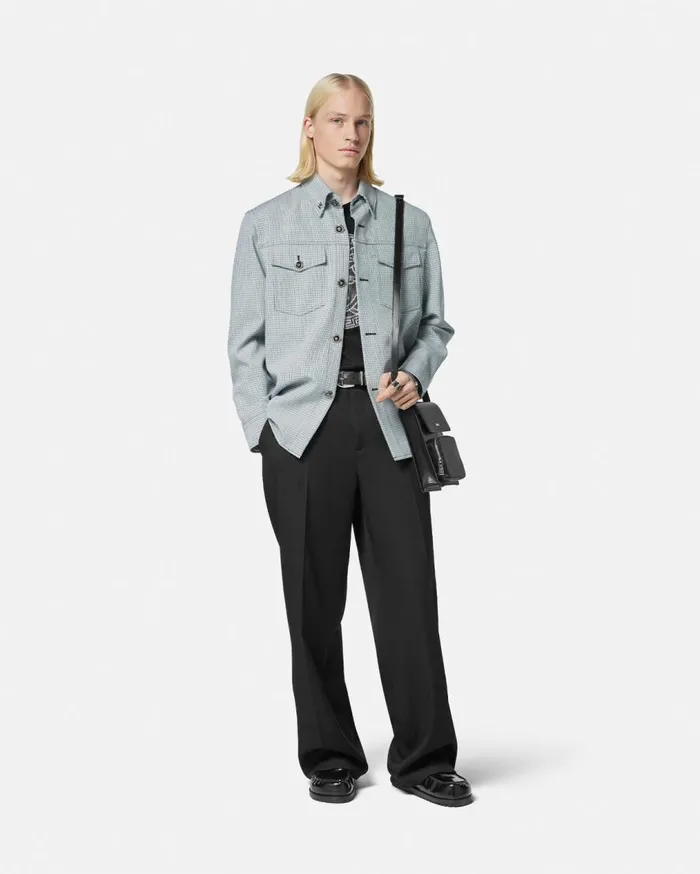 Versace Jackets and Coats Contrasto Tweed Overshirt Gray 8211 Men Versace Jackets and Coats Contrasto Tweed Overshirt Gray 8211 Men