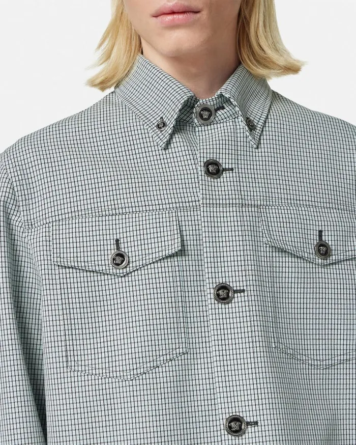 Versace Jackets and Coats Contrasto Tweed Overshirt Gray 8211 Men Versace Jackets and Coats Contrasto Tweed Overshirt Gray 8211 Men
