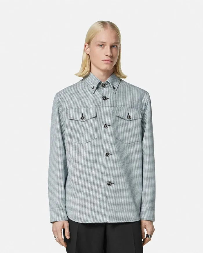 Versace Jackets and Coats Contrasto Tweed Overshirt Gray 8211 Men Versace Jackets and Coats Contrasto Tweed Overshirt Gray 8211 Men