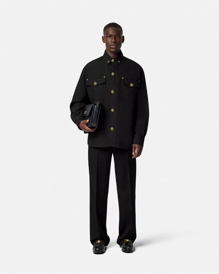 Versace Jackets and Coats Gabardine Wool Overshirt Black 8211 Men Versace Jackets and Coats Gabardine Wool Overshirt Black 8211 Men