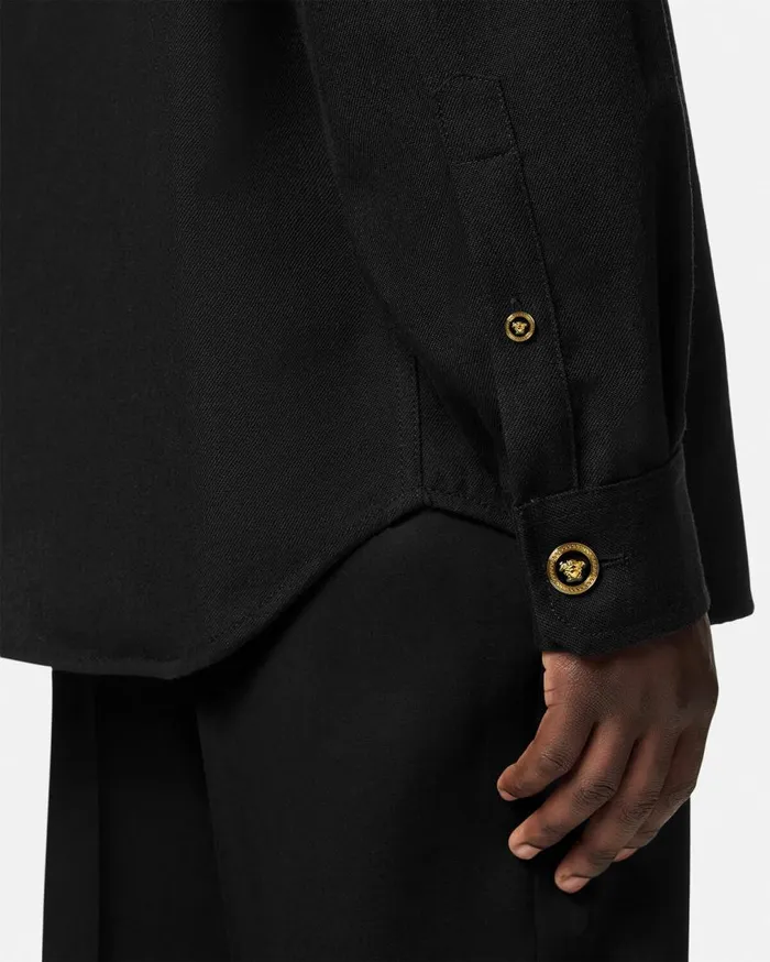 Versace Jackets and Coats Gabardine Wool Overshirt Black 8211 Men Versace Jackets and Coats Gabardine Wool Overshirt Black 8211 Men