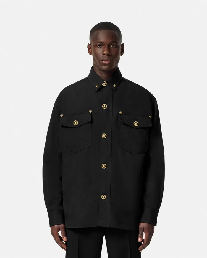 Versace Jackets and Coats Gabardine Wool Overshirt Black 8211 Men Versace Jackets and Coats Gabardine Wool Overshirt Black 8211 Men