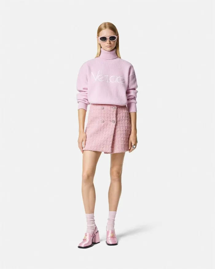 Versace Knitwear 1978 ReEdition Logo Sweater Light Pink 8211 Women Versace Knitwear 1978 ReEdition Logo Sweater Light Pink 8211 Women
