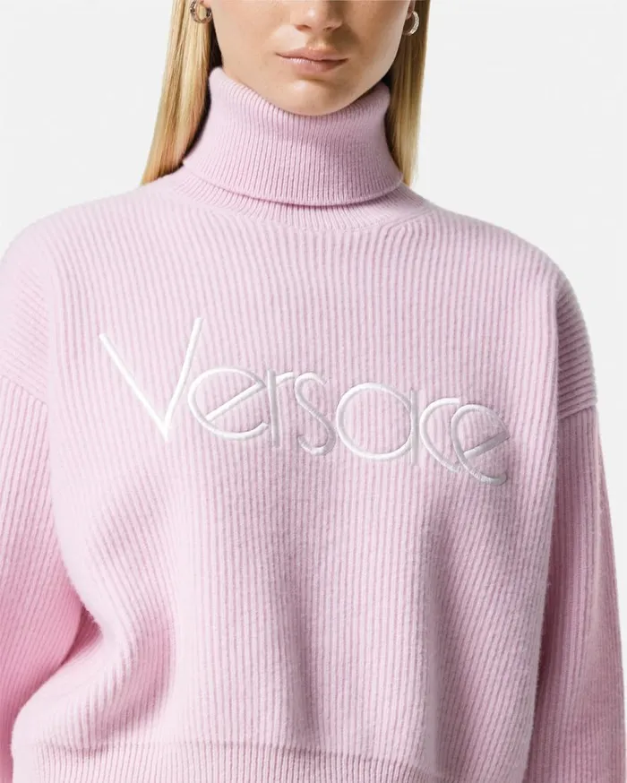 Versace Knitwear 1978 ReEdition Logo Sweater Light Pink 8211 Women Versace Knitwear 1978 ReEdition Logo Sweater Light Pink 8211 Women