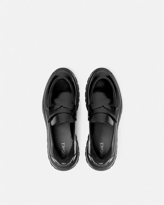 Versace Loafers and Slippers Elios Leather Loafers Black 8211 Men Versace Loafers and Slippers Elios Leather Loafers Black 8211 Men