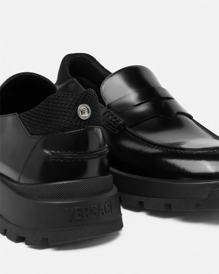 Versace Loafers and Slippers Elios Leather Loafers Black 8211 Men Versace Loafers and Slippers Elios Leather Loafers Black 8211 Men