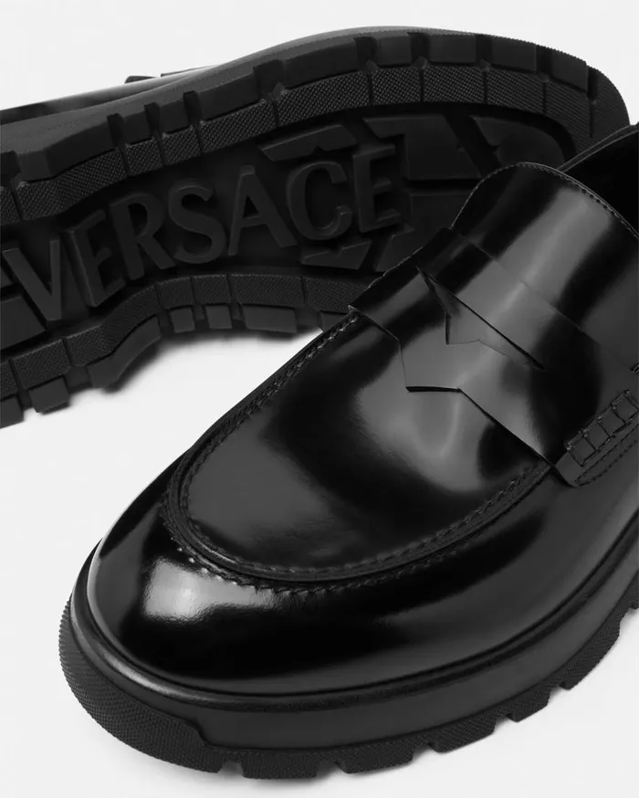 Versace Loafers and Slippers Elios Leather Loafers Black 8211 Men Versace Loafers and Slippers Elios Leather Loafers Black 8211 Men