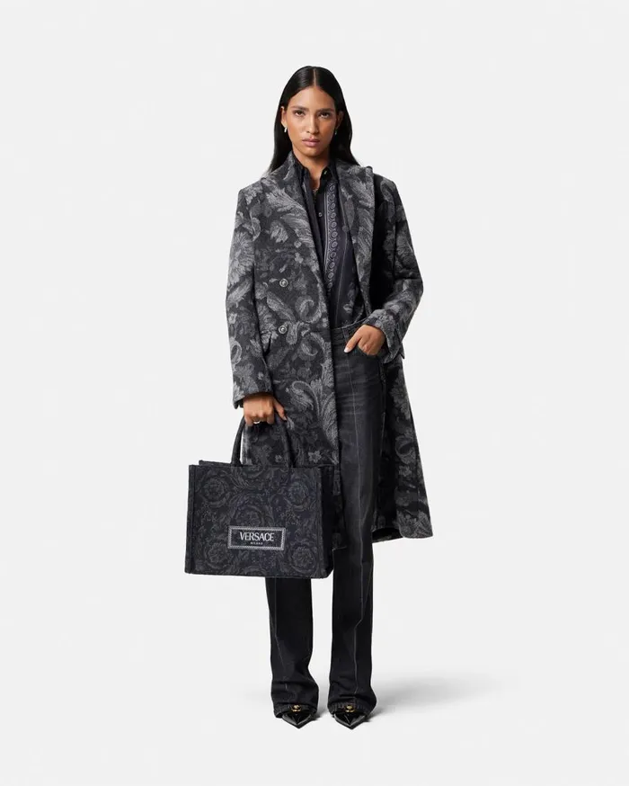 Versace Outerwear and Coats Barocco Stencil Wool Long Coat Gray 8211 Women Versace Outerwear and Coats Barocco Stencil Wool Long Coat Gray 8211 Women