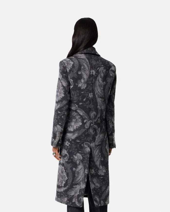Versace Outerwear and Coats Barocco Stencil Wool Long Coat Gray 8211 Women Versace Outerwear and Coats Barocco Stencil Wool Long Coat Gray 8211 Women