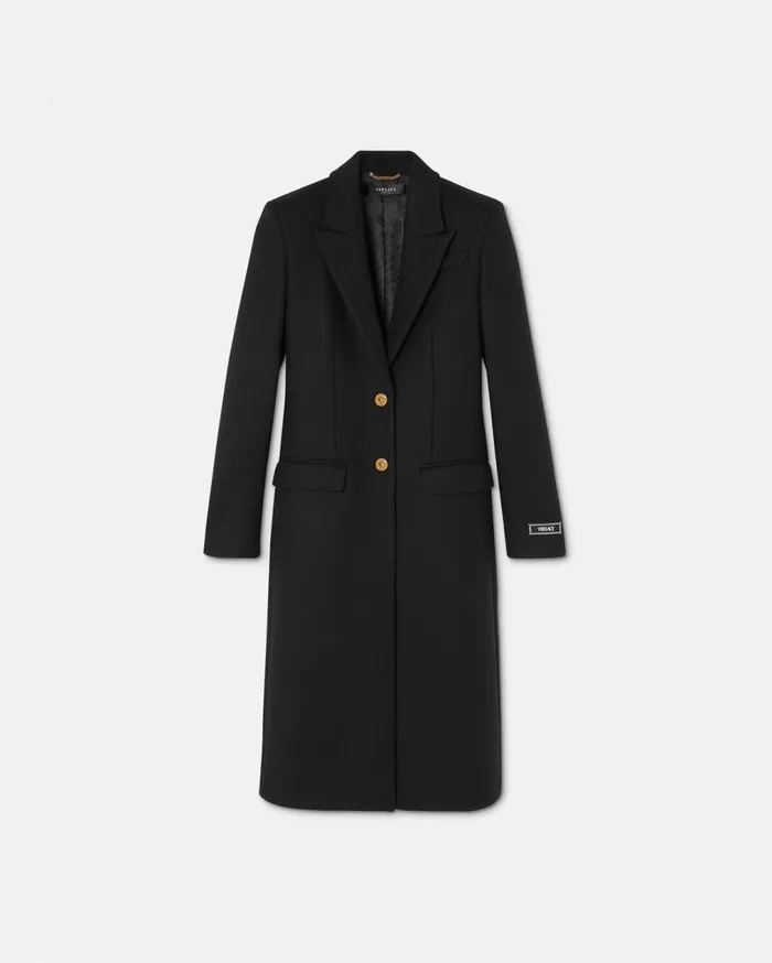 Versace Outerwear and Coats Straight SingleBreasted Coat Black 8211 Women