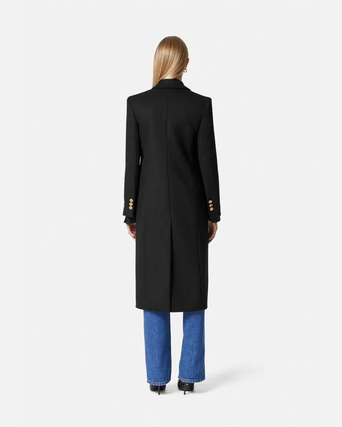 Versace Outerwear and Coats Straight SingleBreasted Coat Black 8211 Women Versace Outerwear and Coats Straight SingleBreasted Coat Black 8211 Women