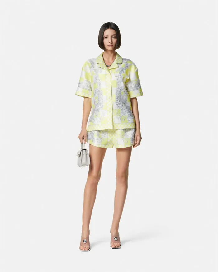 Versace Pants and Shorts Medusa Contrasto Duchesse Boxer Shorts Yellowprint 8211 Women Versace Pants and Shorts Medusa Contrasto Duchesse Boxer Shorts Yellowprint 8211 Women