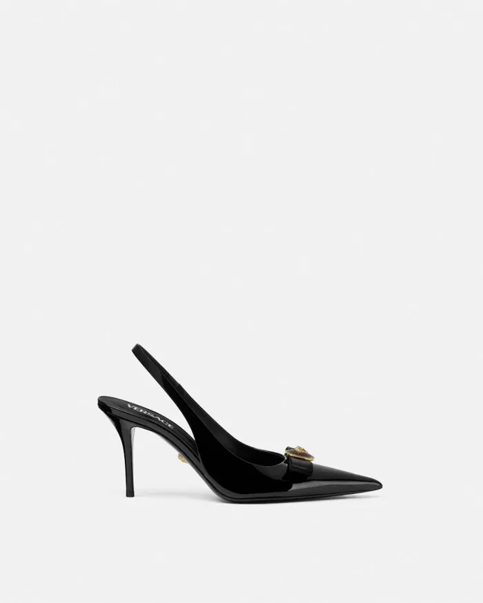 Versace Pumps and Slingbacks Gianni Ribbon Slingback Pumps 85 Mm Blackgold 8211 Women