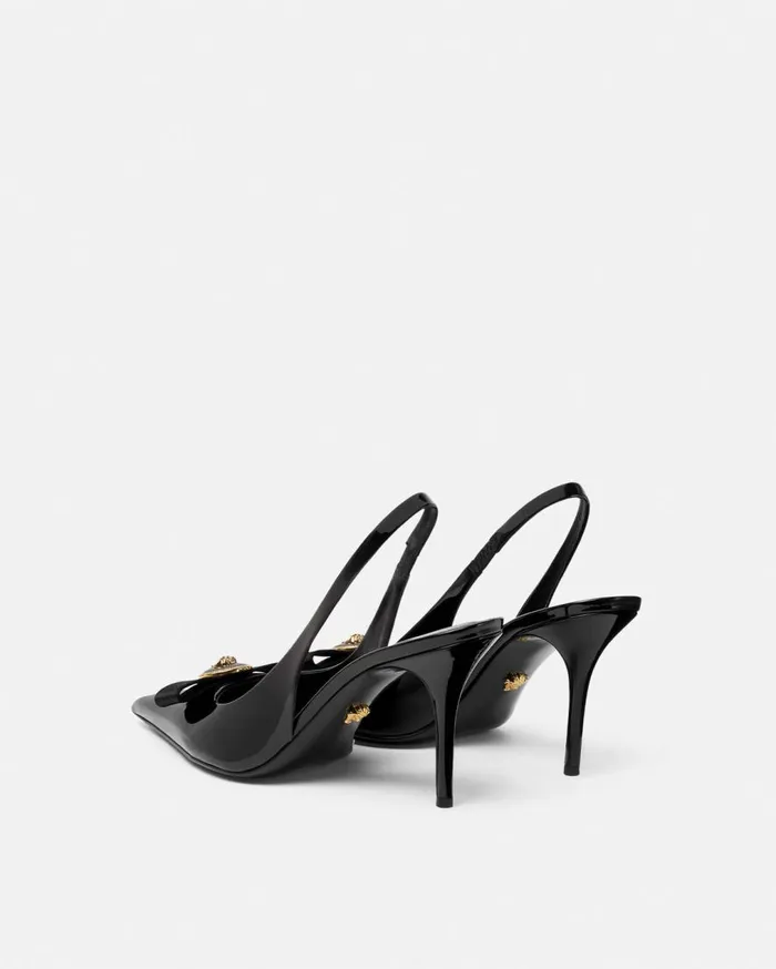 Versace Pumps and Slingbacks Gianni Ribbon Slingback Pumps 85 Mm Blackgold 8211 Women Versace Pumps and Slingbacks Gianni Ribbon Slingback Pumps 85 Mm Blackgold 8211 Women