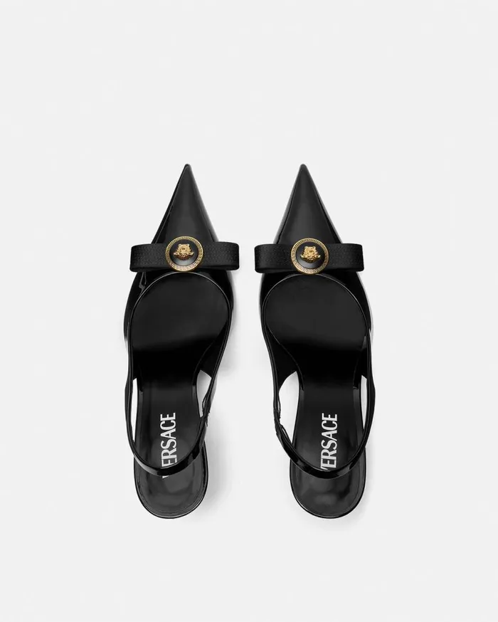 Versace Pumps and Slingbacks Gianni Ribbon Slingback Pumps 85 Mm Blackgold 8211 Women Versace Pumps and Slingbacks Gianni Ribbon Slingback Pumps 85 Mm Blackgold 8211 Women