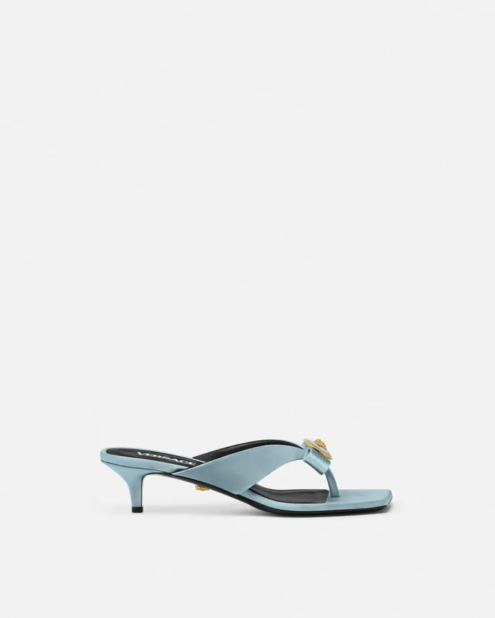 Versace Sandals Gianni Ribbon Satin Mules 45 Mm Light Blue 8211 Women