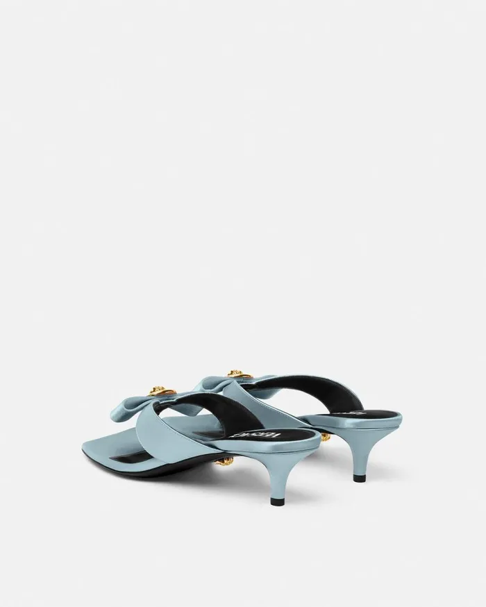 Versace Sandals Gianni Ribbon Satin Mules 45 Mm Light Blue 8211 Women Versace Sandals Gianni Ribbon Satin Mules 45 Mm Light Blue 8211 Women