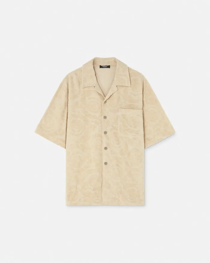 Versace Shirts Barocco Jacquard Towel Shirt Beige 8211 Men